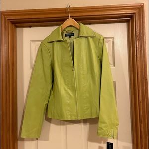 Leather jacket. Women’s Medium. Jones New York. Lime Green. New, never worn.